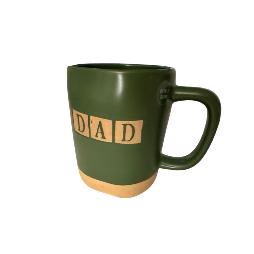 NEW Rae Dunn Artisan Dad Mug Green Tan Duck Double Sided Coffee Cup